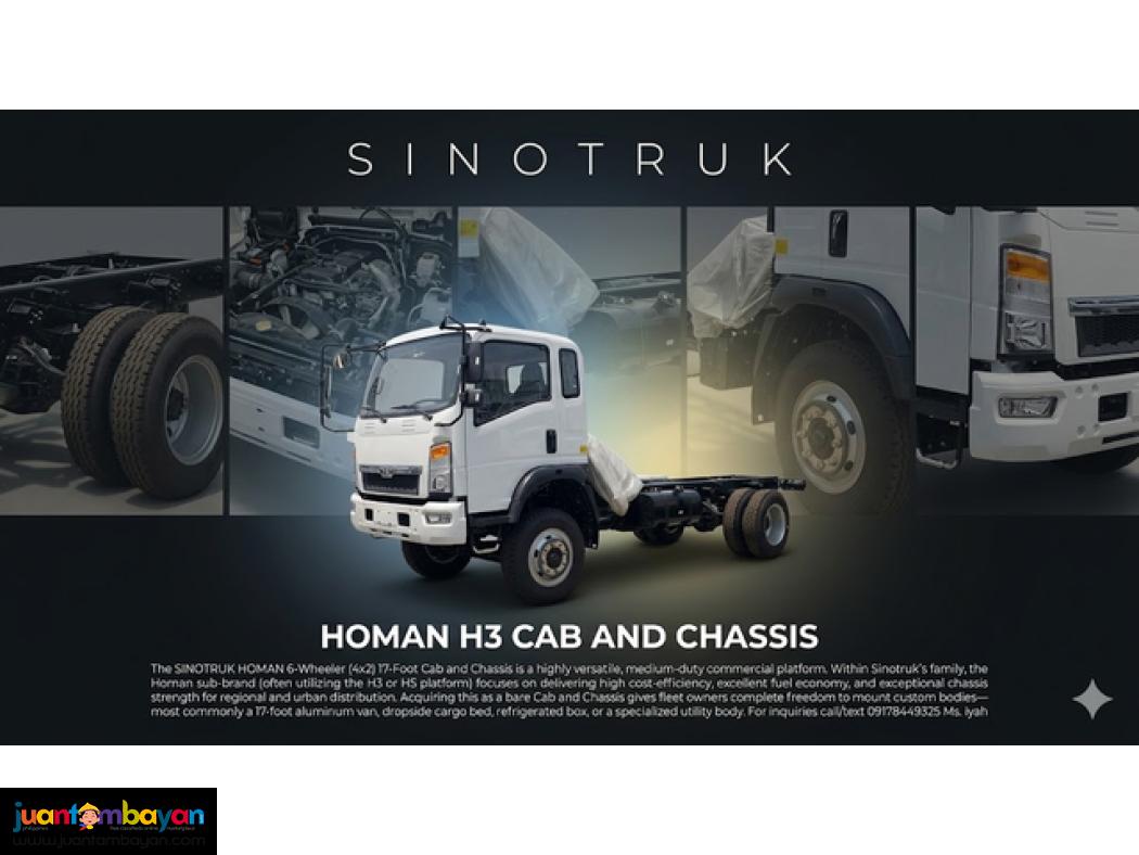 SINOTRUK HOMAN 6 WHEELER CAB AND CHASSIS 17 FEET 