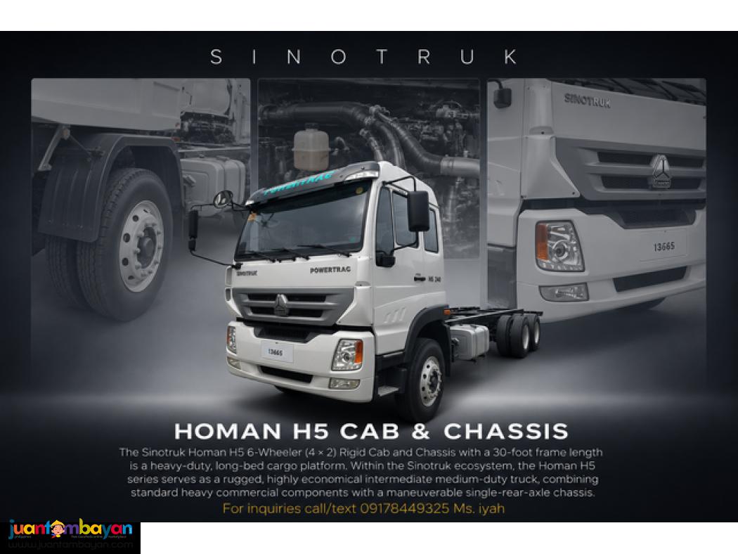 SINOTRUK HOMAN H5 6 WHEELER CAB AND CHASSIS 30 FEET
