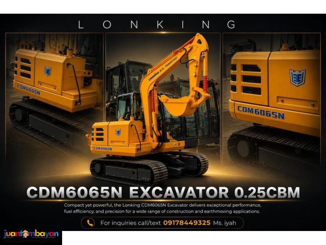 LONKING CDM6065N EXCAVATOR 0.25CBM YANMAR ENGINE 