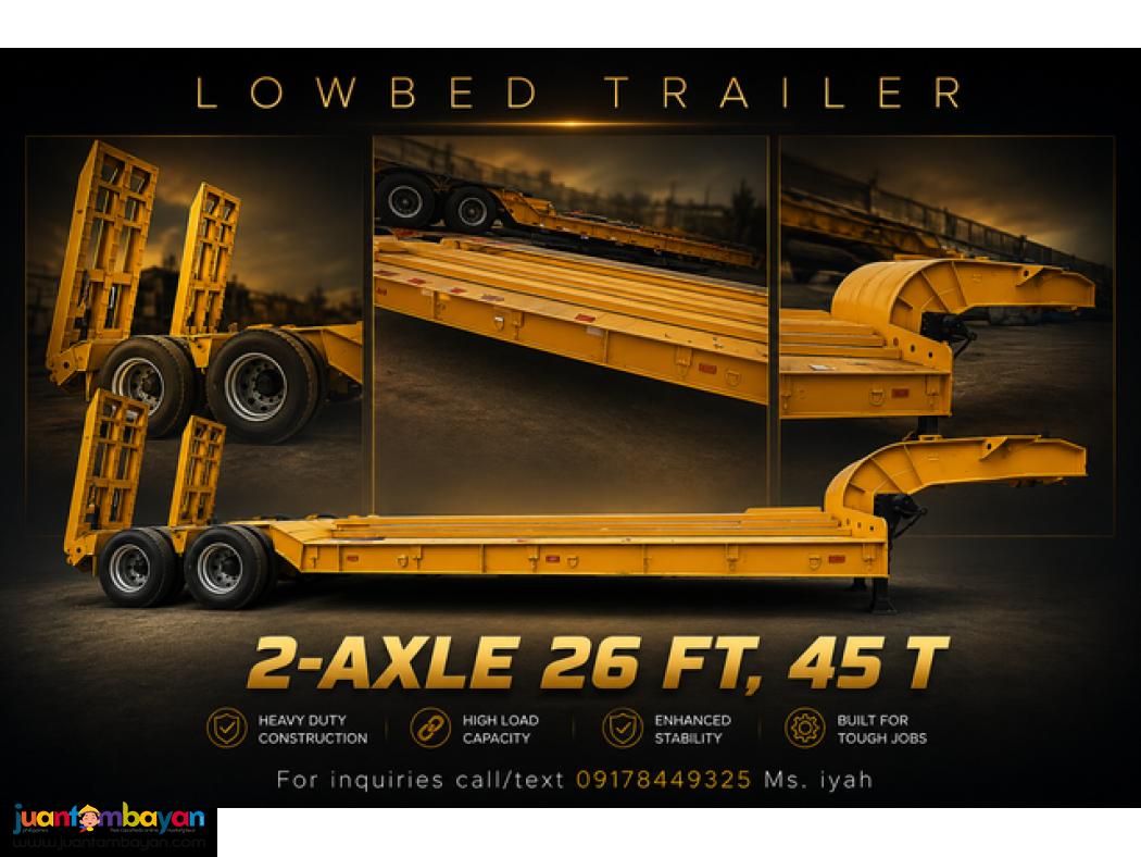 LOW BED TRAILER 2-AXLE 26 FT, 45 T
