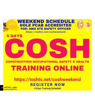 COSH Training Saturday Sunday Safety Officer Training DOLE PCAB AMO
