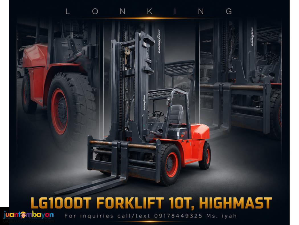 LONKING LG100DT FORKLIFT 10T, HIGH MAST
