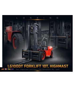 LONKING LG100DT FORKLIFT 10T, HIGH MAST