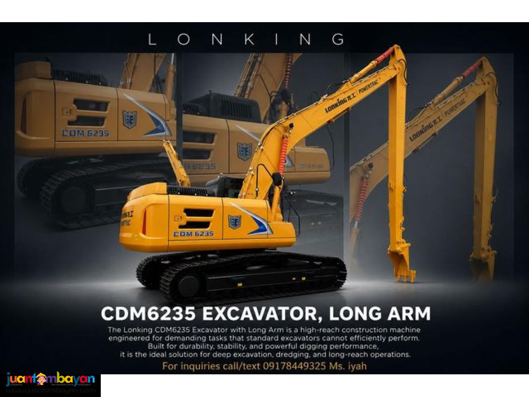 Lonking CDM6235 Long Arm Excavator 0.4cbm Cummins Engine