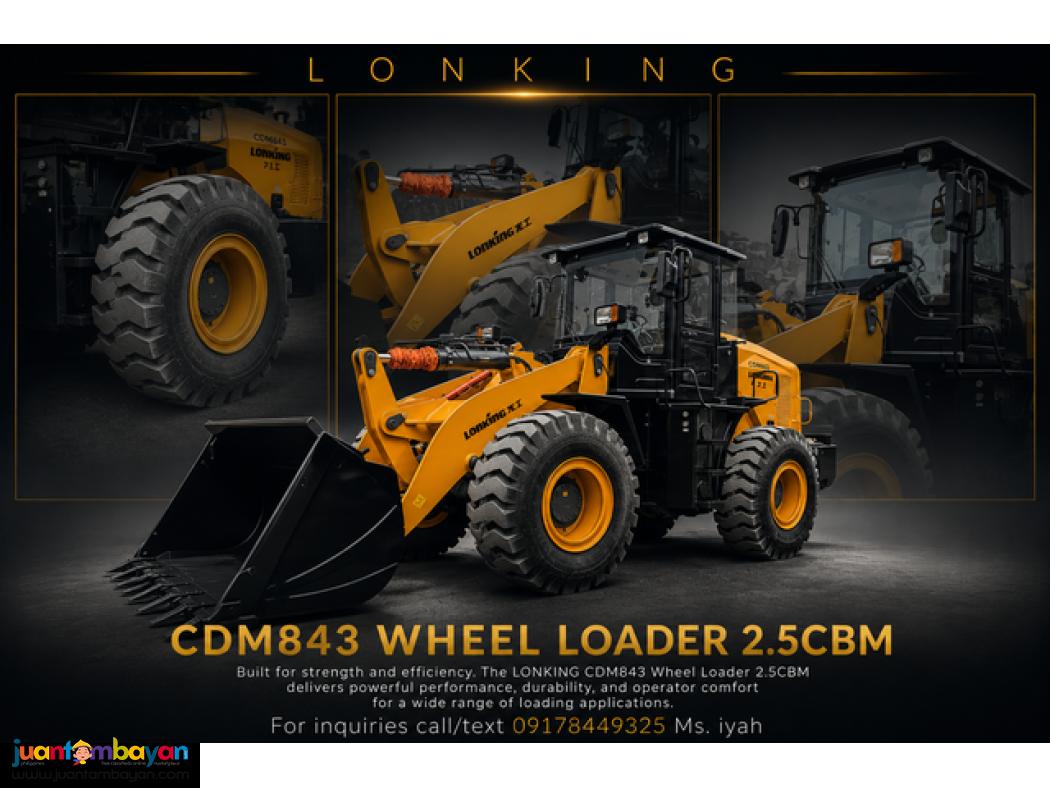 LONKING WHEEL LOADER CDM843, 2.5CBM
