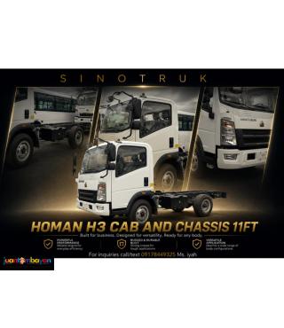 SINOTRUK HOMAN H3 4X2 CAB & CHASSIS, 11 FEET