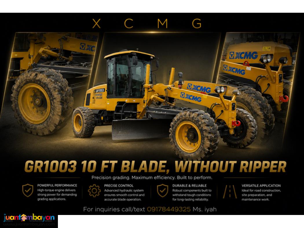 XCMG GR1003 MOTOR GRADER, 10 FT BLADE, WITHOUT RIPPER