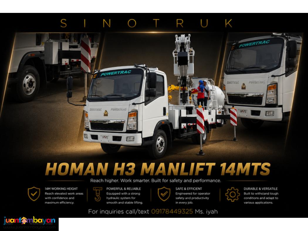 SINOTRUK HOMAN 4X2 MANLIFT, 14 MTRS