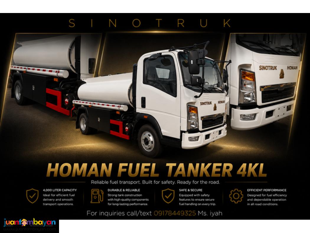 SINOTRUK HOMAN 4X2 FUEL TANKER, 4K LITERS