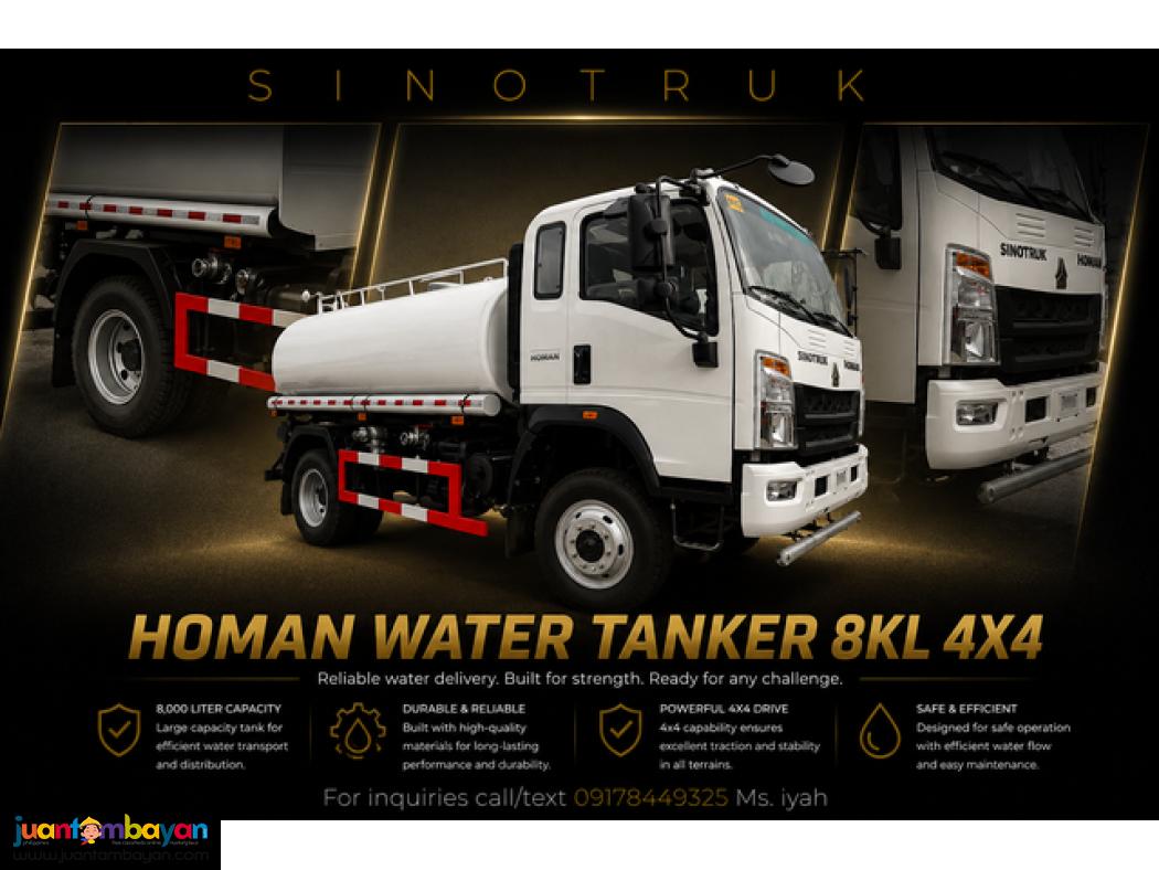 SINOTRUK  HOMAN 4X4 WATER TANKER, 8K LITERS