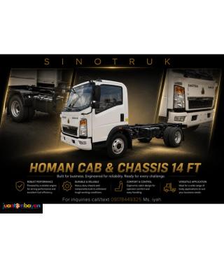 SINOTRUK HOMAN 4X2 CAB & CHASSIS, 14 FT