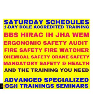Saturday Schedule OSH Training Safety Officer Training DOLE Accredited
