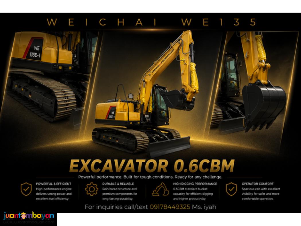 WEICHAI WE135 EXCAVATOR CRAWLER TYPE, 0.6CBM, with front Dozer