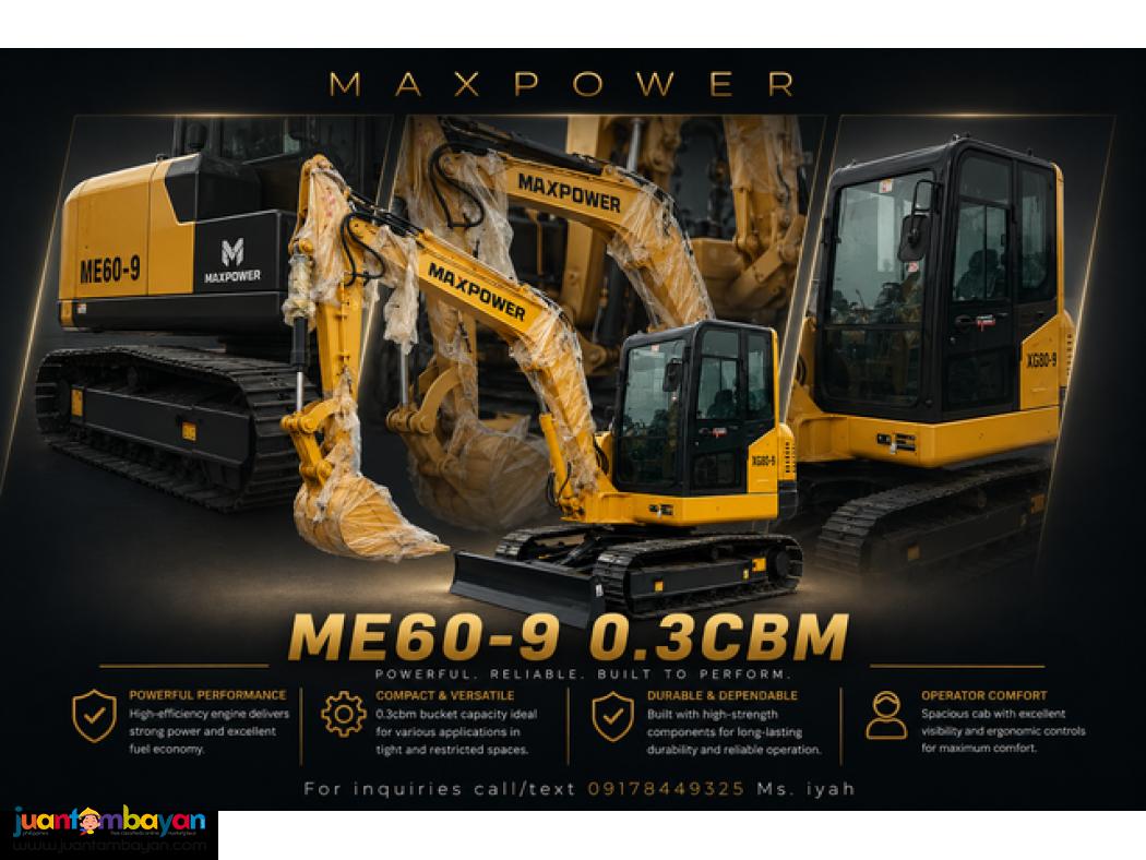 MAXPOWER CRAWLER EXCAVATOR ME60-9, 0.3CBM 