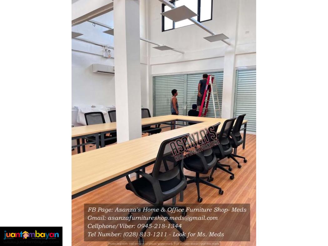 LONG CONFERENCE TABLE & OFFICE CHAIRS