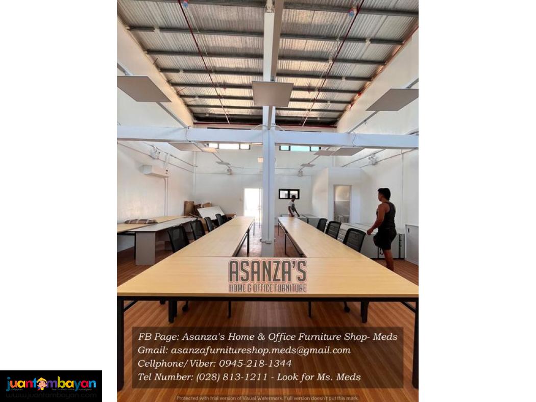 LONG CONFERENCE TABLE & OFFICE CHAIRS
