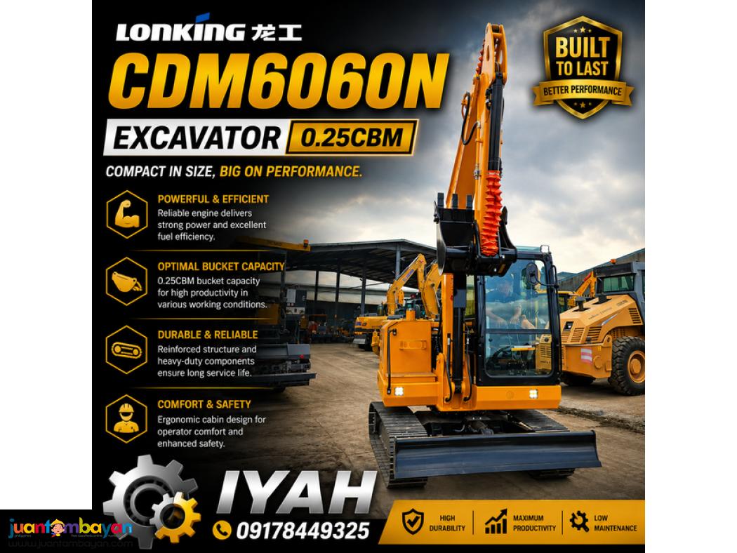 BRANDNEW LONKING CDM6060N EXCAVATOR, 0.25CBM