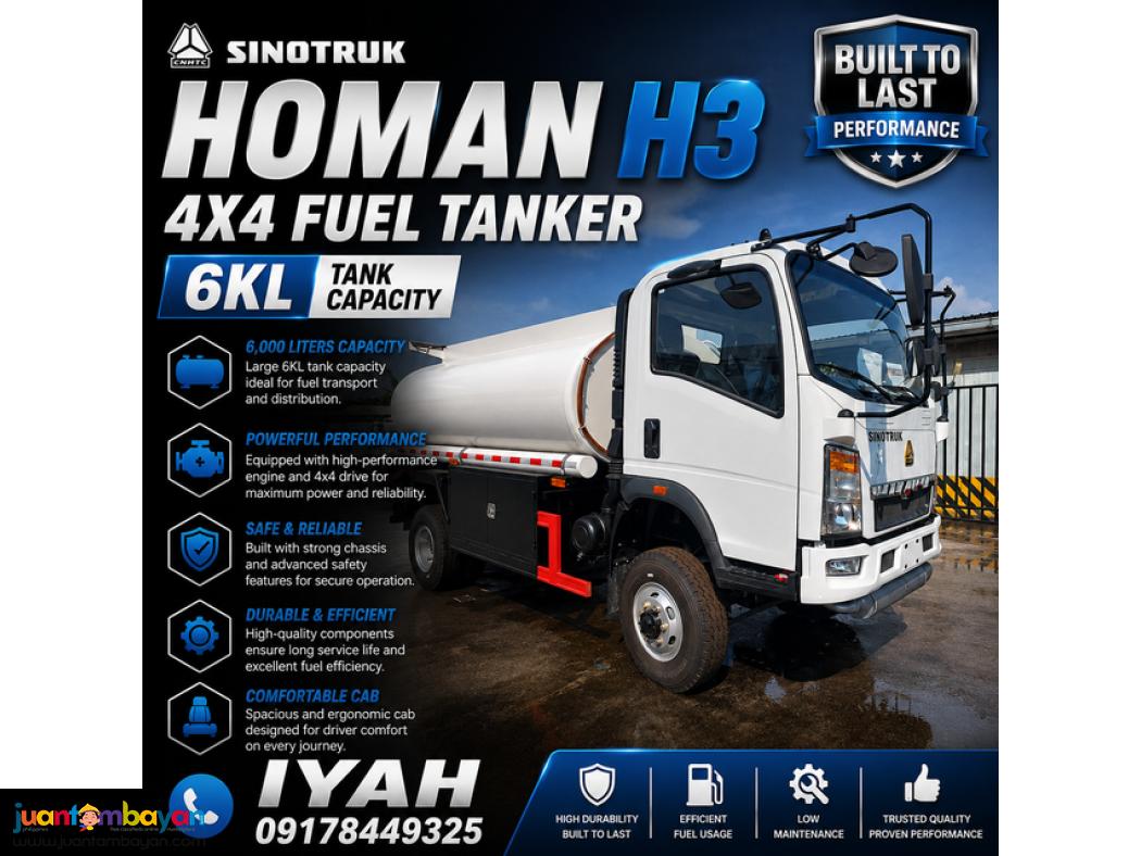 SINOTRUK HOMAN H3 4X4 FUEL TANKER, 6KL