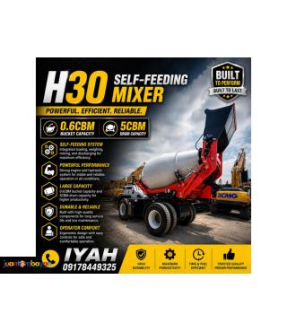 H30 SELF-FEEDING MIXER 0.6 CBM BUCKET CAP, 5CBM DRUM CAP.