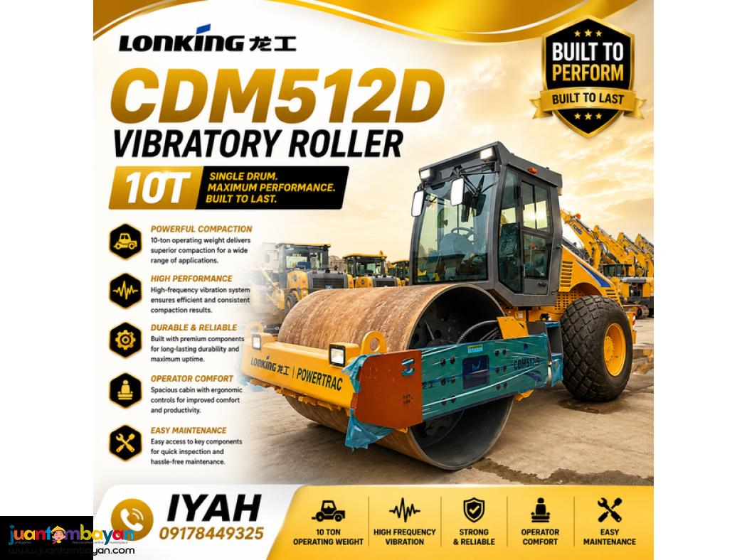LONKING CDM512D VIBRATORY ROLLER, 12T SINGLE DRUM