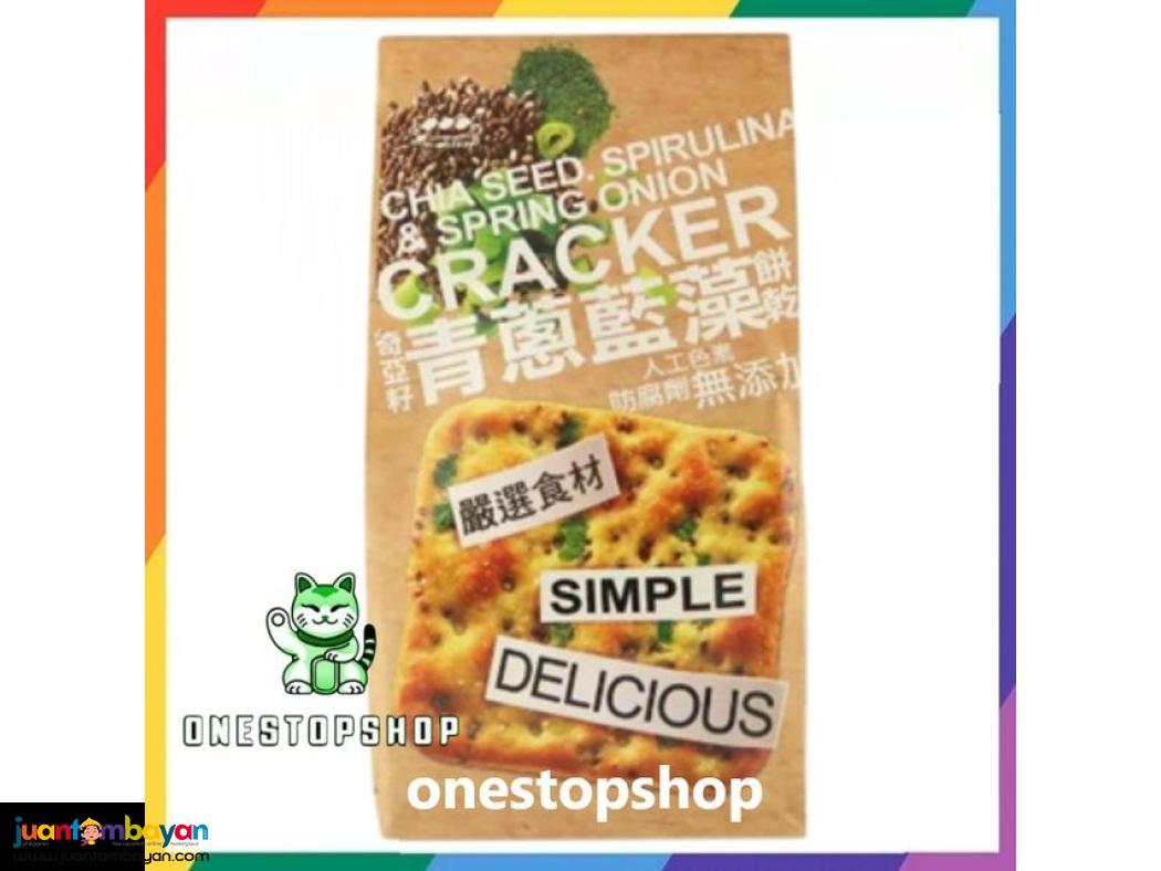 SUN FRIEND Chia Seed Spirulina & Spring Onion Crackers 180g 