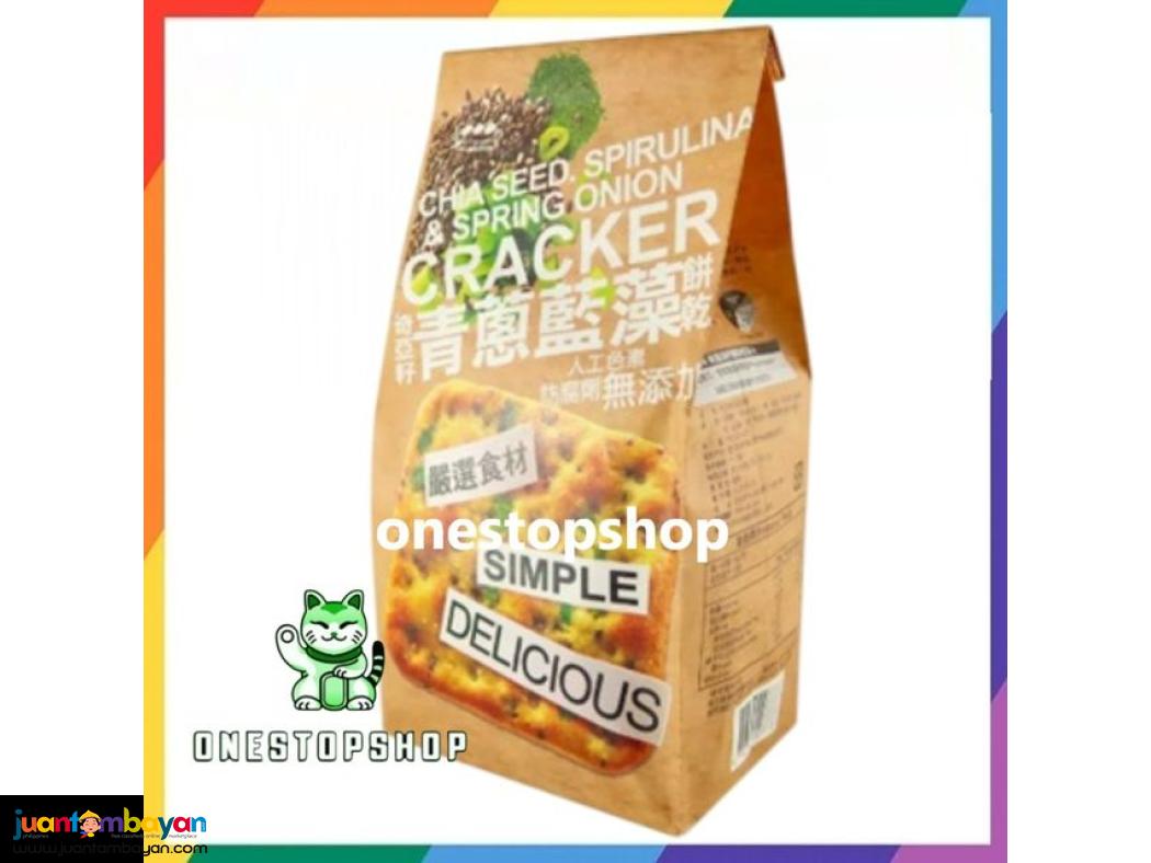SUN FRIEND Chia Seed Spirulina & Spring Onion Crackers 180g 