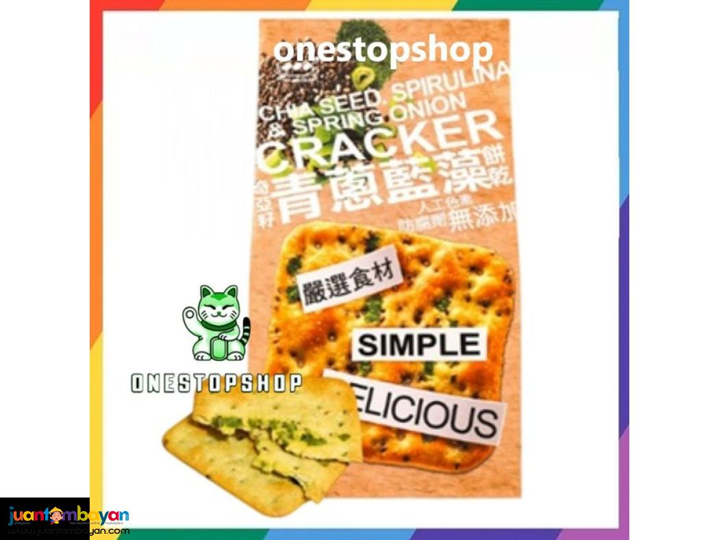 SUN FRIEND Chia Seed Spirulina & Spring Onion Crackers 180g 