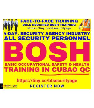 BOSH Training for Security Agency Face to Face QC DOLE Safety Officer