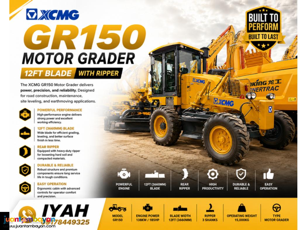 XCMG GR150 MOTOR GRADER 12FT BLADE WITH RIPPER