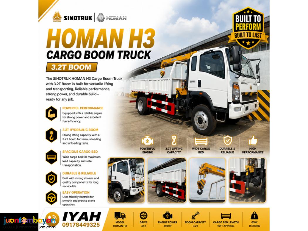 SINOTRUK HOMAN H3 4X2 BOOMTRUK 3.2T BOOM
