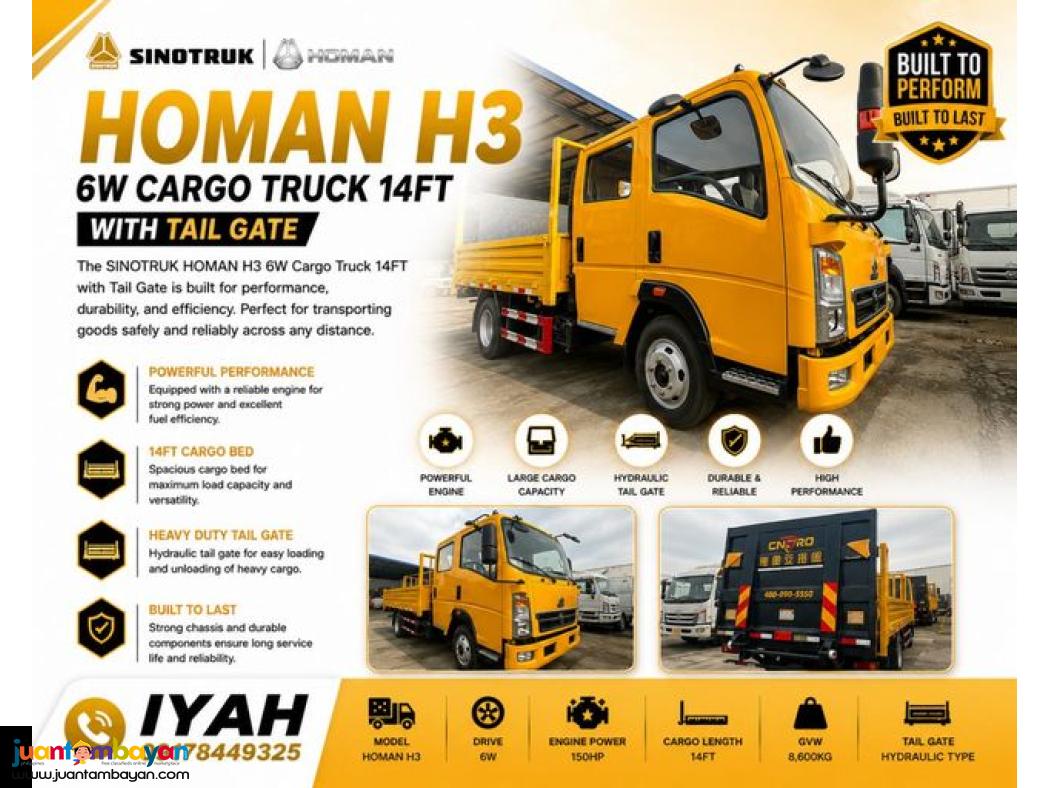 SINOTRUK HOMAN H3 CARGO TRUCK W/ POWER TAILGATE 11FEET