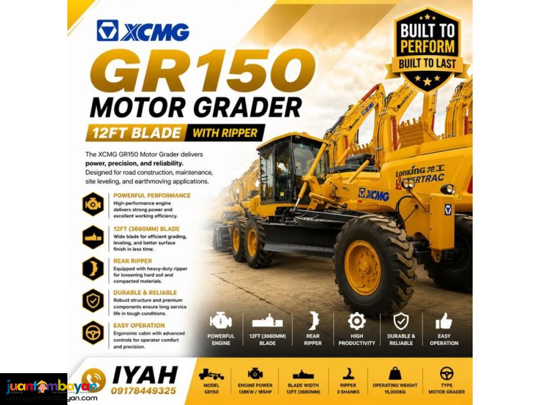XCMG GR150 MOTOR GRADER 12 FEET WITH RIPPER