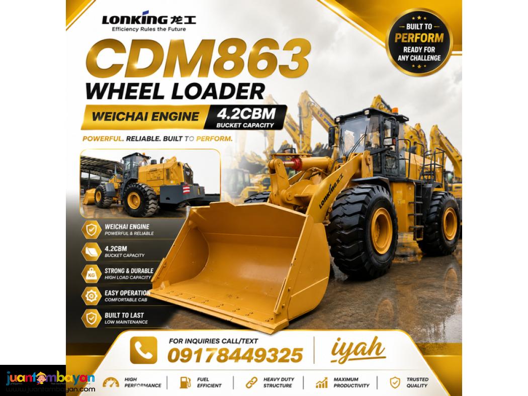 LONKING CDM863 WHEEL LOADER WEICHAI ENGINE, 4.2CBM