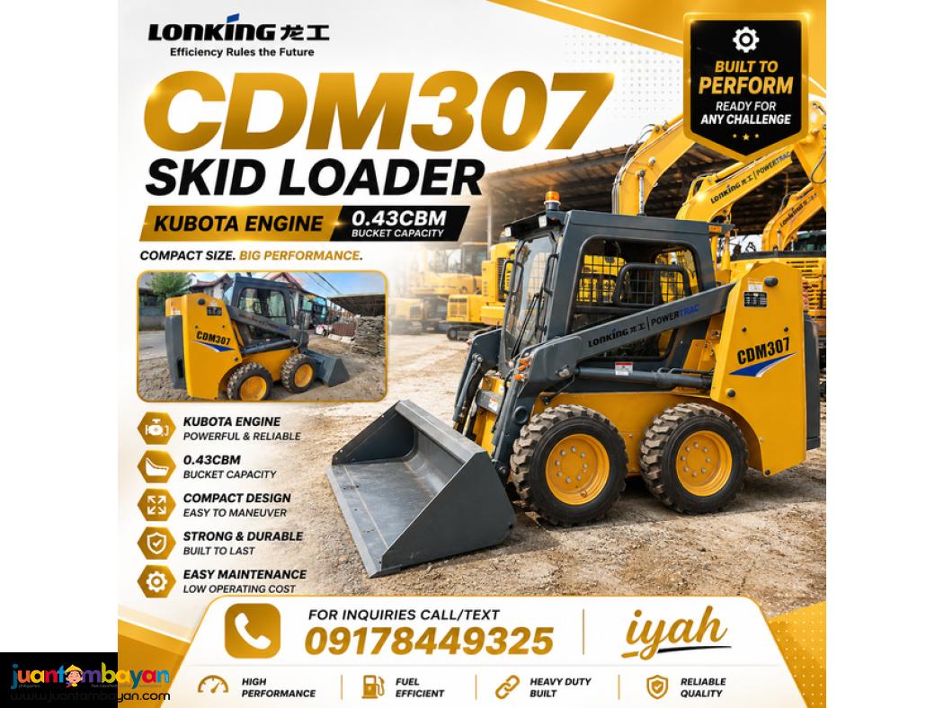 LONKING CDM397 SKID LOADER KUBOTA ENGINE, 0.43CBM