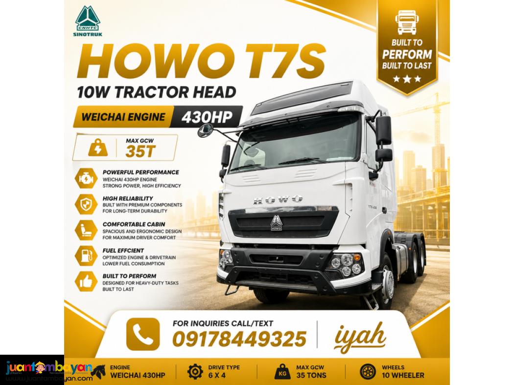 SINOTRUK HOWO T7S 10W TRACTOR HEAD, 35T