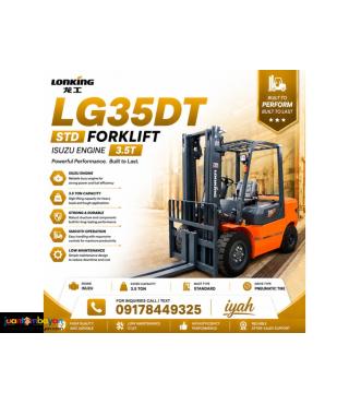 LONKING LG35DT FORKLIFT, STD 3.5T, 3MTRS MAST