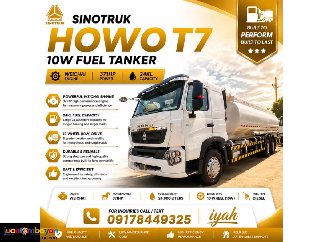 SINOTRUK HOWO T7 6X4 FUEL TANKER 371HP  24KL E2