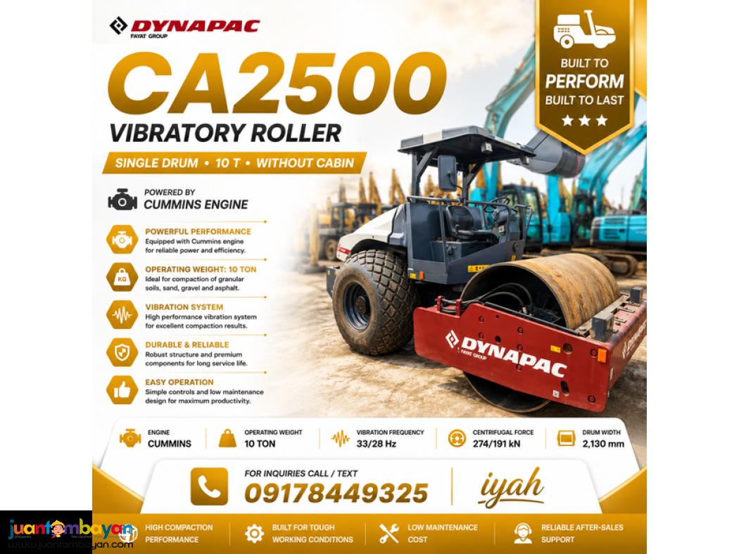 DYNAPAC CA2500 VIBRATORY ROLLER , 10 T WITHOUT CABIN