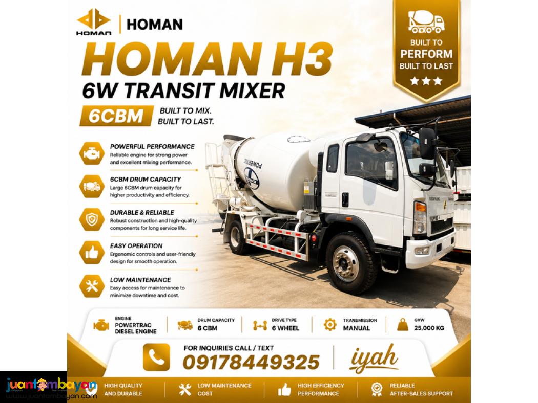 SINOTRUK HOMAN H3 6W TRANSIT MIXER,,,, 6CBM