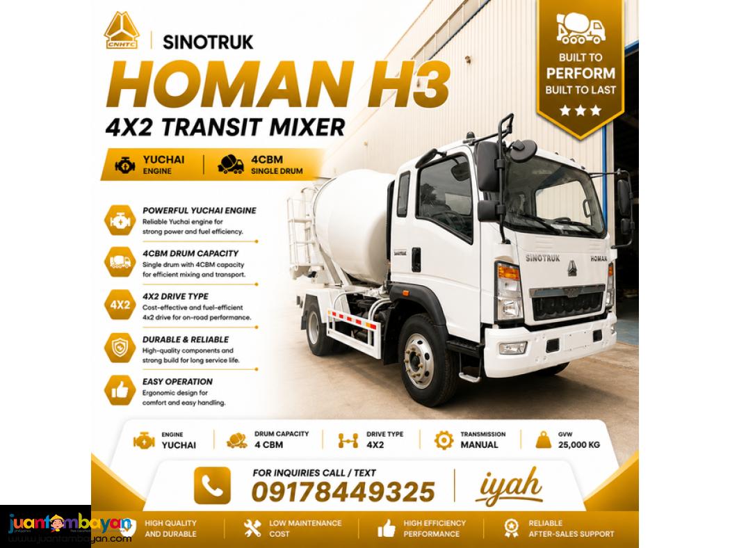 SINOTRUK HOMAN H3 6W TRANSIT MIXER YUCHAI... 4CBM