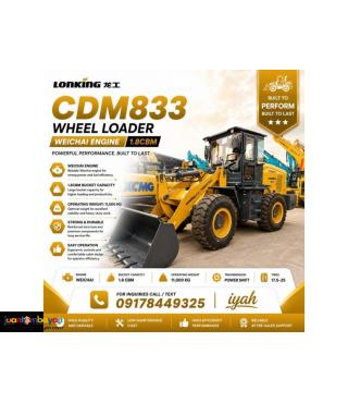 LONKING CDM833 PAYLOADER 1.8CBM WEICHAI ENGINE 