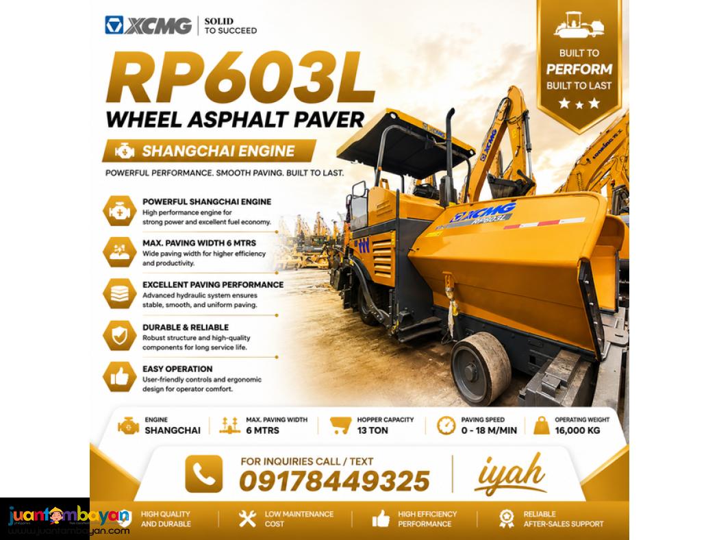 XCMG RP603L WHEEL ASPHALT PAVER SHANGCHAI.... MAX. PAVING WIDTH 6 MTRS