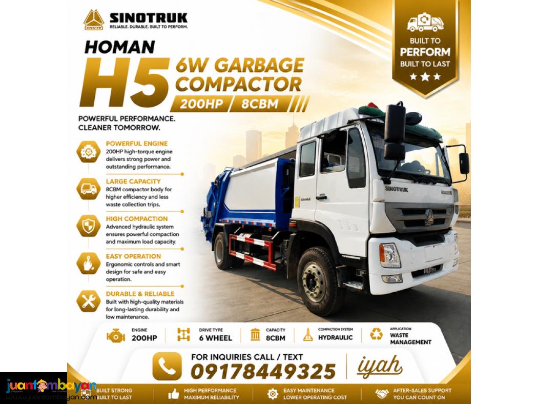 SINOTRUK HOMAN H5  4X2 GARBAGE COMPACTOR, 8CBM