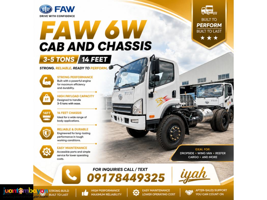 FAW 6W CAB AND CHASSIS 3-5T-14 FT