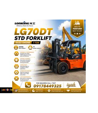 LONKING LG70DT STD FORKLIFT ISUZU... 7T 3MTRS MAST