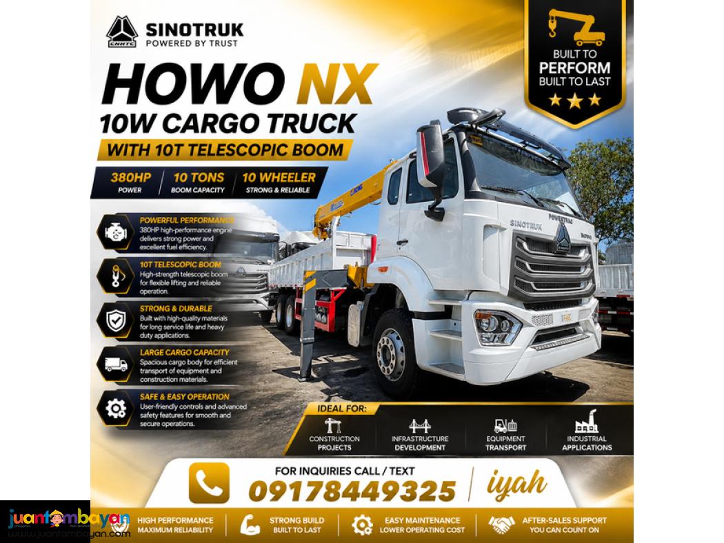 SINOTRUK HOWO NX 6X4 CARGO TRUCK WITH 10T TELESCOPIC BOOM