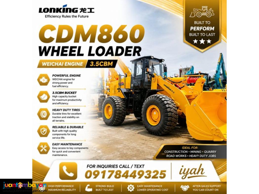 LONKING CDM860 WHEEL LOADER 3.5CBM JOYSTICK 