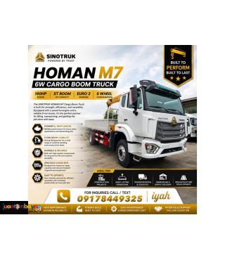 SINOTRUK HOMAN M7 6W CARGO BOOM TRUCK 190HP 5T BOOM EURO 2