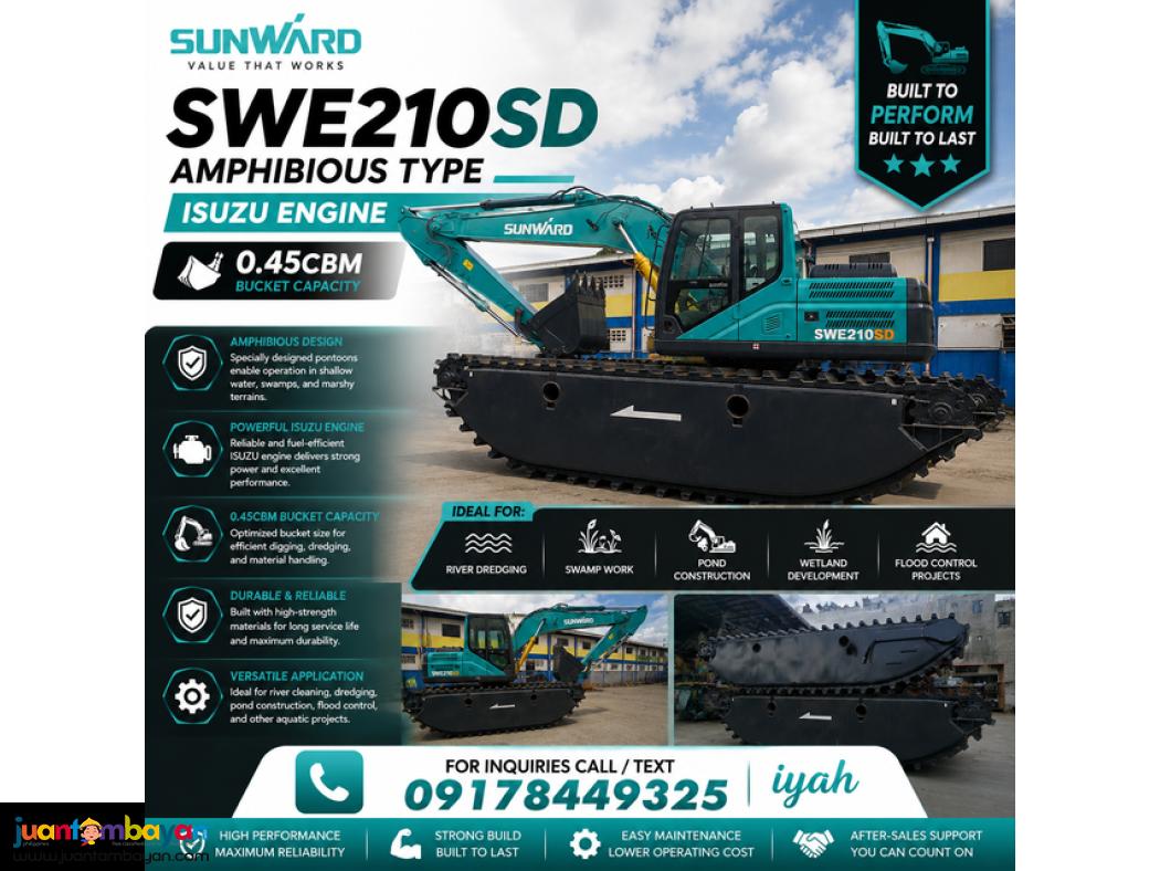 SUNWARD SWE210SD EXCAVATOR AMPHIBIOUS TYPE ISUZU ENGINE 0.45CBM