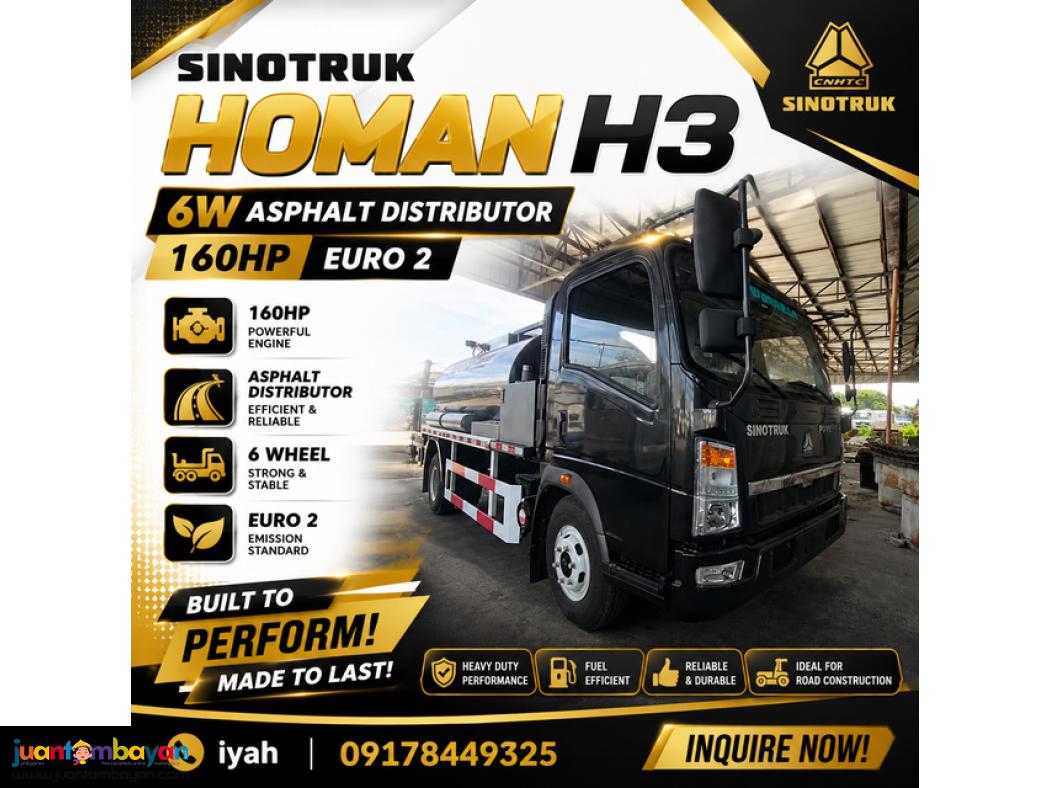 SINOTRUK HOMAN 6W ASPHALT DISTRIBUTOR 160HP, 5KL E2